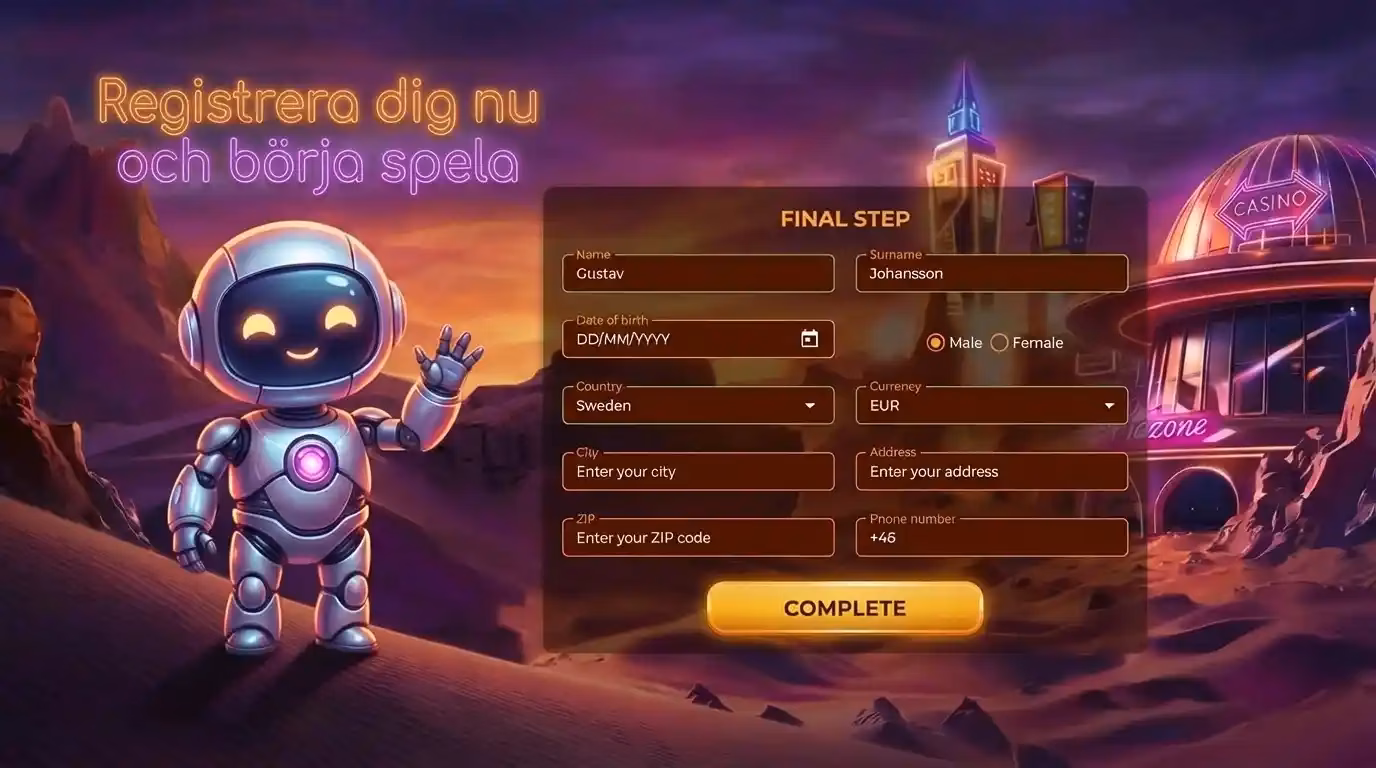 registration for Vegazone casino